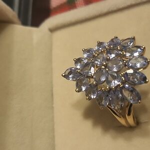 Lovely solid 10k Gold fancy Tanzanite ring.  7